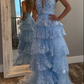 girlhomeshops-Blue Long Princess Shiny Sequins Long Tulle Ball Gown Graduation Dress gh5926