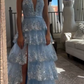 girlhomeshops-Blue Long Princess Shiny Sequins Long Tulle Ball Gown Graduation Dress gh5926