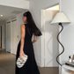 Girlhomeshops-Black elegant sexy long chiffon fashion prom dress party dress gh5154