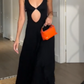 Girlhomeshops-Black elegant sexy long chiffon fashion prom dress party dress gh5154