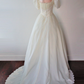 Vintage-Palastkleid mit Puffärmeln aus Spitze | Tüll-Maxikleid mit taillierter Schleppe gh6420