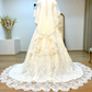Vintage-Kleid mit Puffärmeln, Schleppe aus Spitze und Tüll | Edwardianisches Ballkleid im Maxi-Stil mit hohem Kragen für Hochzeit, Braut, Gala und Ball gh6409