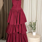 girlhomeshops-Burgundy Chiffon Long Dress With Delicate Beading gh6251