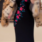 Vintage Luxury Style Mermaid Ankle-Length Black Pink Rose Embroidered Camisole Gown - Slim Elegant Dress for Dinner & Date gh6488