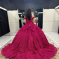 Robe de bal fuchsia à sequins épaules dénudées : tulle pailleté épais, décolleté en cœur, taille cintrée, robe de princesse pour banquet (gh6588)