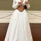 Chic Luxury Edgy Style Cutout Set Dress | White Shirt-Style Bandeau + Ballgown Maxi Skirt for Art Exhibition Gala Luxury Social Outfit gh6437