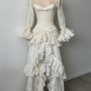 Vintage-Hochzeitskleid aus zarter Spitze mit langen Ärmeln gh6848