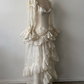 Vintage-Hochzeitskleid aus zarter Spitze mit langen Ärmeln gh6848