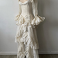 Vintage-Hochzeitskleid aus zarter Spitze mit langen Ärmeln gh6848