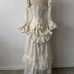 Vintage-Hochzeitskleid aus zarter Spitze mit langen Ärmeln gh6848