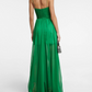 Green A-line V-neck halter chiffon long evening gown party dress wedding guest dress gh3024