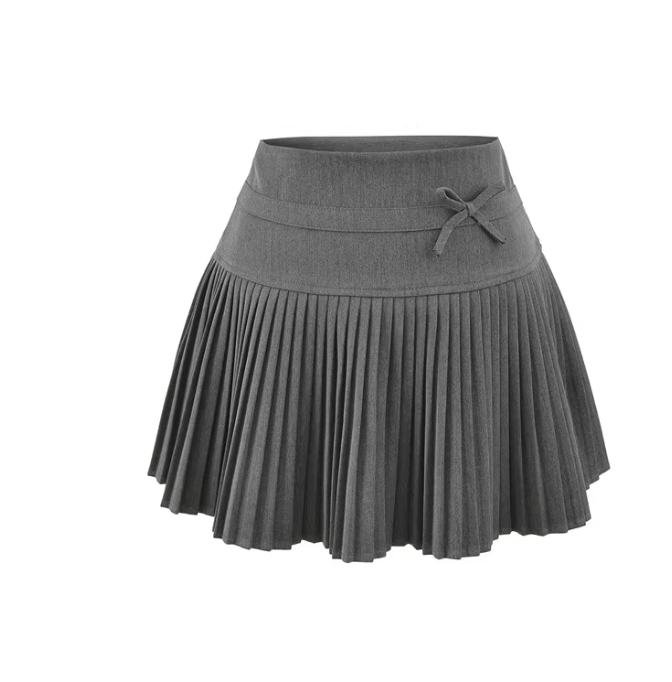 Amerikanischer Retro-Preppy-Stil, Herbst/Winter, Faltenrock mit Schleife, figurformender A-Linien-Minirock für Damen, 11352