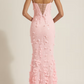 girlhomeshops-Rosa florales langes Satin-Tüll-Ballkleid gh5947