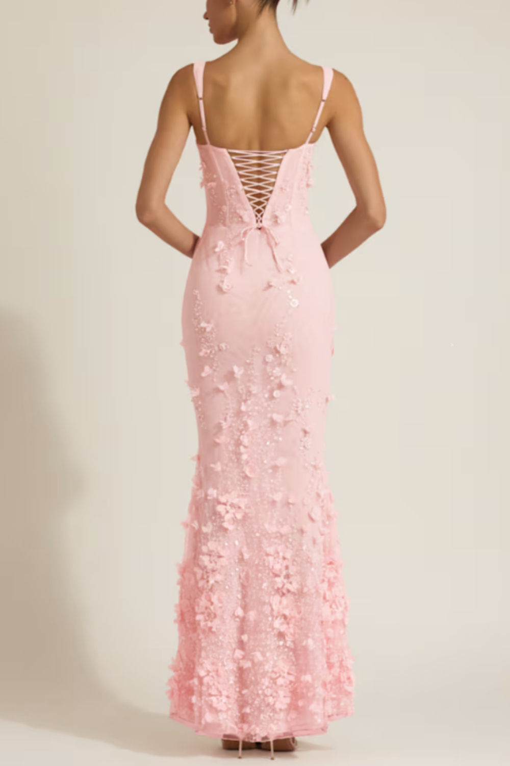 girlhomeshops-Rosa florales langes Satin-Tüll-Ballkleid gh5947