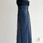 Navy Blue Tulle Beaded-Embroidered Sleeveless Floor-Length Vintage Gown gh6352