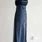 Navy Blue Tulle Beaded-Embroidered Sleeveless Floor-Length Vintage Gown gh6352