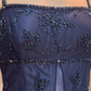 girlhomeshops-Navy Blue Formal Evening Gown With Delicate Beading Details, Long Chiffon Satin Fabric gh6111