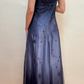 girlhomeshops-Navy Blue Formal Evening Gown With Delicate Beading Details, Long Chiffon Satin Fabric gh6111