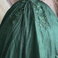 Off The Shoulder Green Ball Gown With Flowers Sweet 16 Dress   gh919