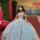 Light Blue Ball Gown With Appliques Sweet 16 Dress  gh978