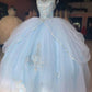 Ball Gown Blue tulle long lace evening dress  gh979