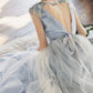 Blue backless exquisite beaded A-line long elegant ball gown formal evening gown wedding dress gh2286