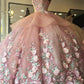 Pink floral gorgeous long wedding ball gown formal evening dress gh2023