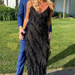 Red/Black elegant fashion spaghetti straps long layered chiffon ruffled ball gown, evening dress, party dress gh2738