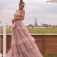 Robe de bal princesse en tulle à volants et épaules dénudées gh2681