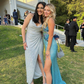 Shiny Blue Slit Prom Dress Evening Dress gh2975