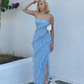 Sky Blue Strapless Senior Prom Dress  gh2806