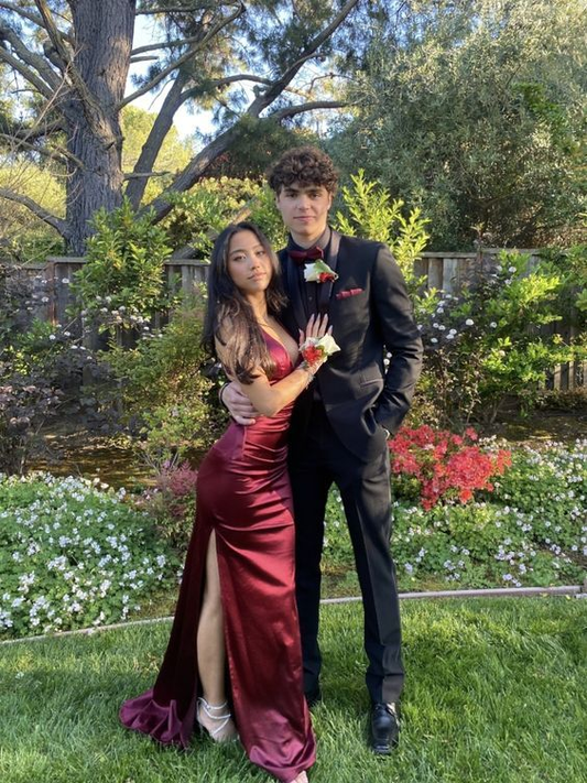 Simple Mermaid Long Burgundy Slit Prom Dress gh2971