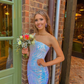 White shiny sequins charming fashion one shoulder mermaid slim long prom dress evening dress party dress gh2803