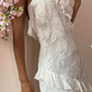Robe de soirée blanche simple et élégante à bretelles spaghetti en dentelle longue robe de bal multicouche gh3005