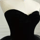 Black elegant off-shoulder tulle dress velvet sweetheart neckline tube top long evening dress ball gown gh3035