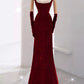 Girlhomeshops-Burgundy Shiny Elegant Long Sequined Ball Gown Evening Dress Party Dress gh5027