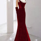 Girlhomeshops-Burgundy Shiny Elegant Long Sequined Ball Gown Evening Dress Party Dress gh5027