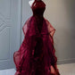 Burgundy/Black Shiny Bodycon Sequined Long Elegant Ball Gown Evening Dress gh3058