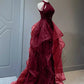 Burgundy/Black Shiny Bodycon Sequined Long Elegant Ball Gown Evening Dress gh3058