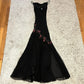 Black delicate floral beaded long tulle elegant ball gown evening dress formal birthday party dress dance dress gh3151