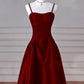 Robe de soirée longue en satin, élégante et simple, noire, rouge et bleu marine, coupe trapèze, robe de bal, gh3573