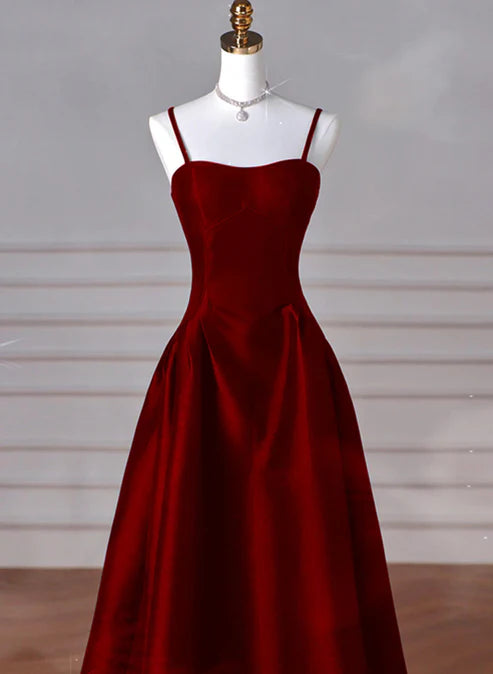 Robe de soirée longue en satin, élégante et simple, noire, rouge et bleu marine, coupe trapèze, robe de bal, gh3573