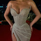 Silver shiny elegant gorgeous exquisite long sequined floor-length prom dress evening dress gh3634