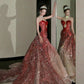 girlhomeshops- Red Divine Robe, Red Sparkle Waist Hip Ratio Mermaid Tail Dress gh6210