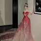girlhomeshops- Red Divine Robe, Red Sparkle Waist Hip Ratio Mermaid Tail Dress gh6210