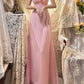 Pink Floral Beading Long Satin Tulle Ball Gown Evening Dress Party Dress gh4487