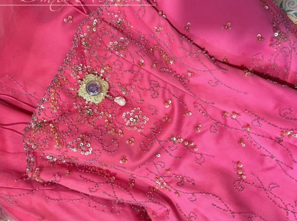 Robe de soirée longue en satin rose à fleurs et perles, élégante, robe de bal, robe de demoiselle d'honneur, gh4465