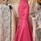 Robe de soirée longue en satin rose à fleurs et perles, élégante, robe de bal, robe de demoiselle d'honneur, gh4465
