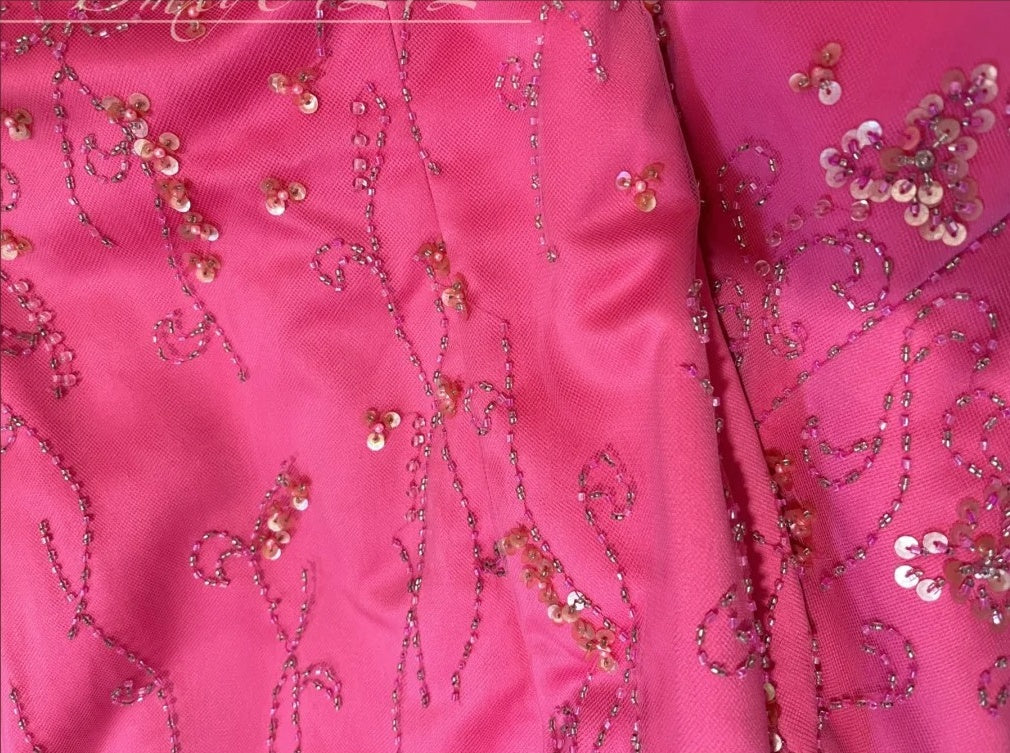 Robe de soirée longue en satin rose à fleurs et perles, élégante, robe de bal, robe de demoiselle d'honneur, gh4465