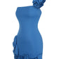 Blue/Black/White Floral Fashion Short Satin Homecoming Dress Birthday Party Dress gh4852